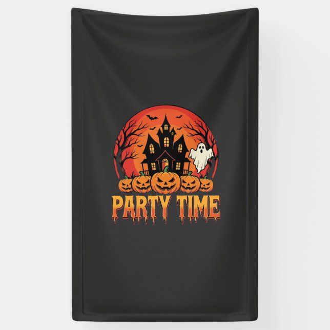 Halloween-Party-Time-Geist-Kürbis-Design_1 Banner (Vertikal)