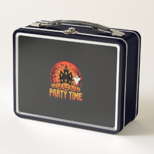 Halloween-Party-Time-Geist-Kürbis-Design_1 Metall Brotdose