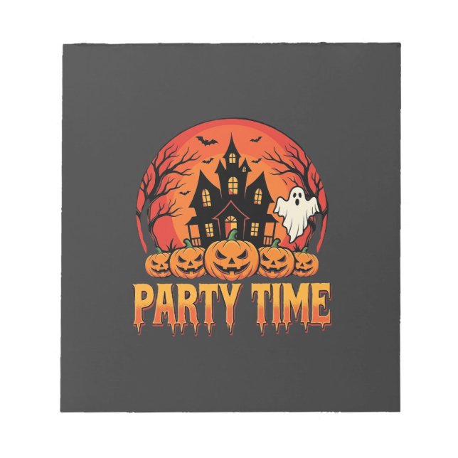Halloween-Party-Time-Geist-Kürbis-Design_1 Notizblock (Vorderseite)