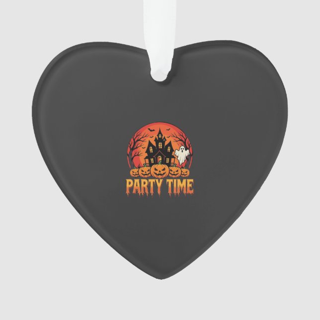 Halloween-Party-Time-Geist-Kürbis-Design_1 Ornament (Vorderseite)