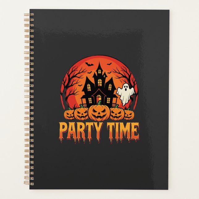 Halloween-Party-Time-Geist-Kürbis-Design_1 Planer (Vorderseite)