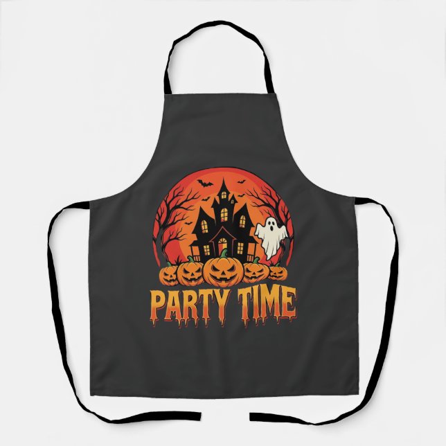 Halloween-Party-Time-Geist-Kürbis-Design_1 Schürze (Vorderseite)