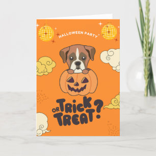 Halloween-Party Trick oder behandeln Boxer Pumkin  Feiertagskarte