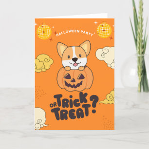 Halloween-Party Trick oder Behandlung Corgi Pumkin Feiertagskarte