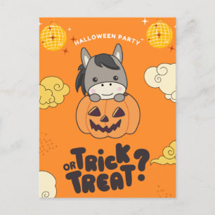 Halloween-Party Trick oder Behandlung Donkey Pumki Feiertagspostkarte