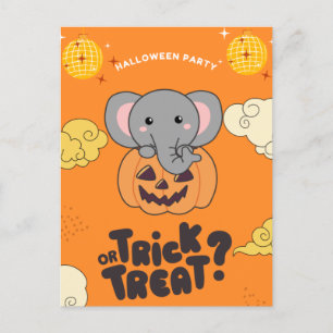Halloween-Party Trick oder Behandlung Elefanten Pu Feiertagspostkarte