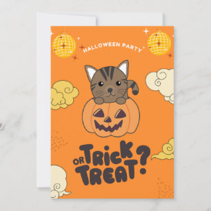 Halloween-Party Trick oder Behandlung Katzen Pumki Feiertagskarte