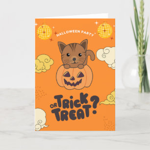 Halloween-Party Trick oder Behandlung Katzen Pumki Feiertagskarte