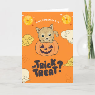 Halloween-Party Trick oder Behandlung Katzen Pumki Feiertagskarte