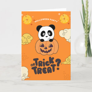Halloween-Party Trick oder Behandlung Panda Pumkin Feiertagskarte