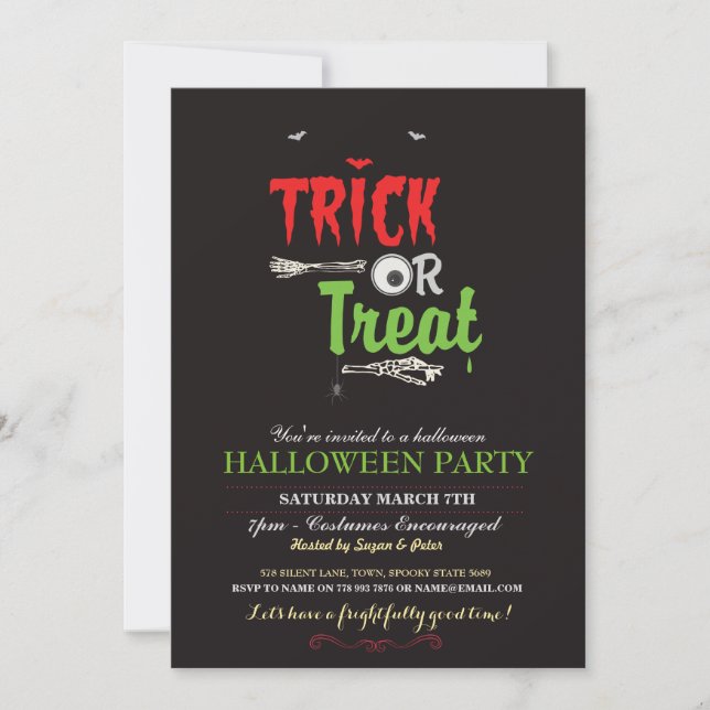 Halloween-Party Trick oder Party behandeln laden Einladung (Vorderseite)