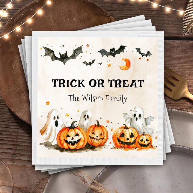 Halloween-Party Trick oder Treat Pumpkin Ghost Serviette (Von Creator hochgeladen)