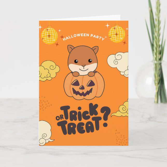 Halloween-Party-Trick oder Treuhandschuh Feiertagskarte (Vorderseite)