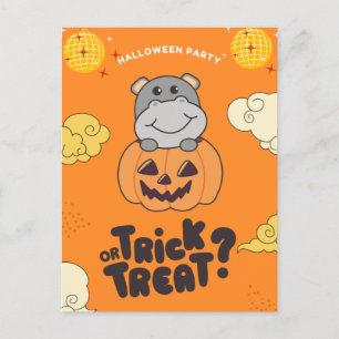 Halloween-Party Trick-or-Treat-Nilpferd-Kürbis-Fei Feiertagspostkarte