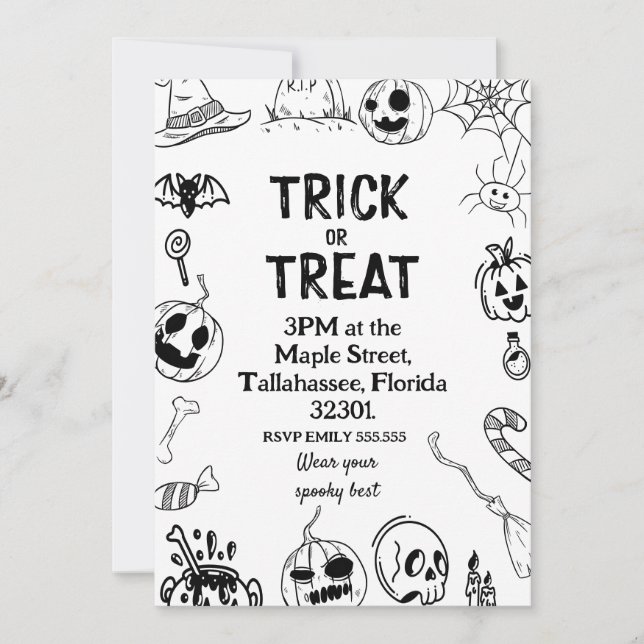 Halloween Party,Trick or Treat spooky Invitation Einladung (Vorderseite)
