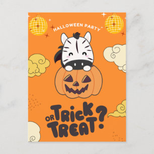 Halloween-Party Trick Or Treat Zebra Kürbis Feiert Feiertagspostkarte