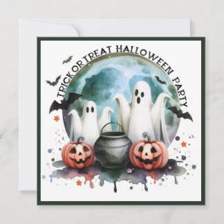 HALLOWEEN-Party Trick Or Treat Zwei Geister Kürbis Einladung
