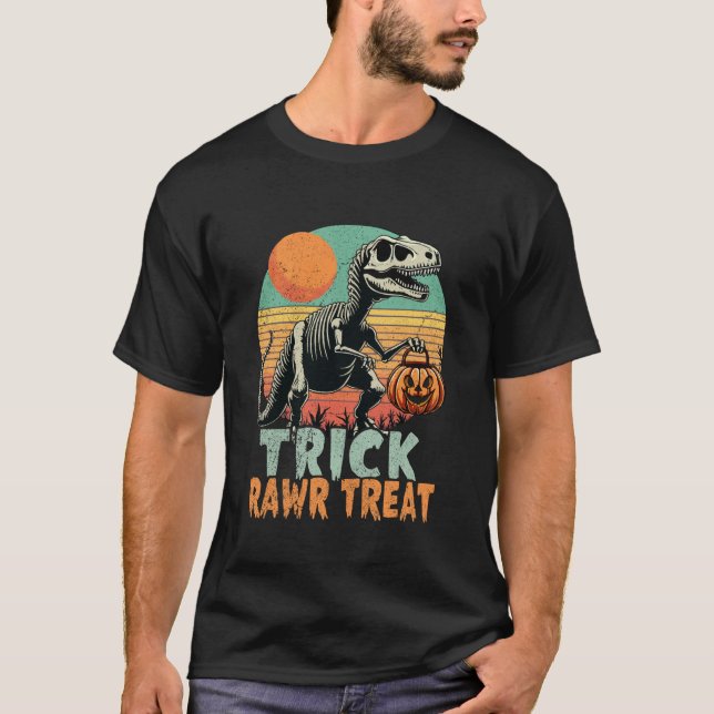 Halloween-Party Trick Rawr Leckerei Beängstigend T T-Shirt (Vorderseite)