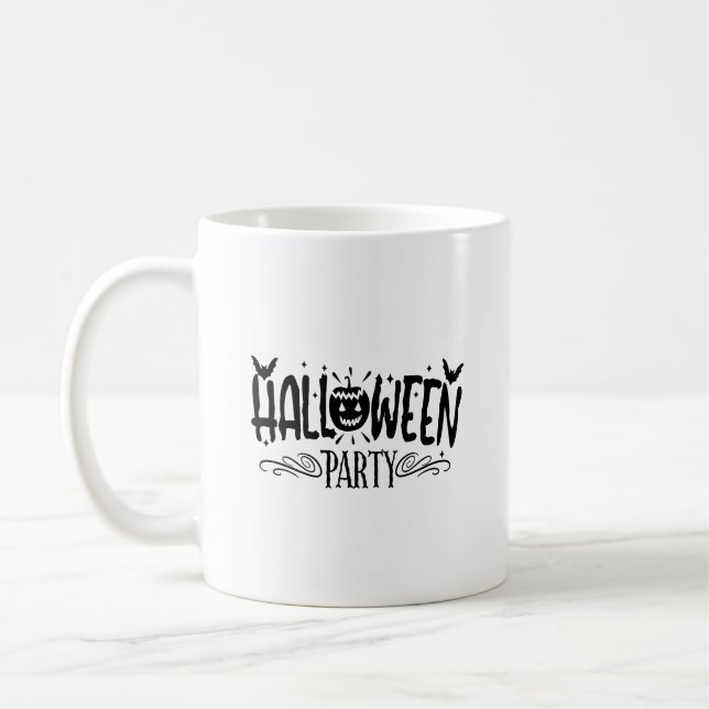 Halloween-Party Typografie Tasse (Links)