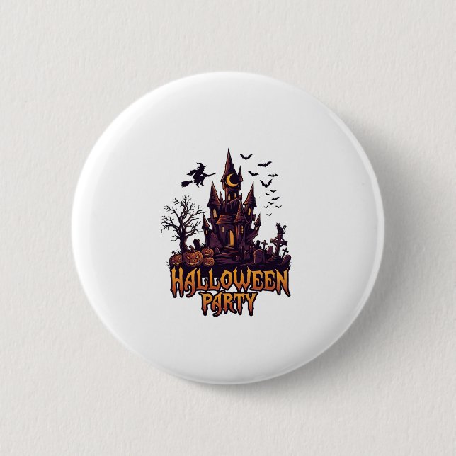 Halloween-Party Verlassenes Schloss Kürbisse Flede Button (Vorderseite)