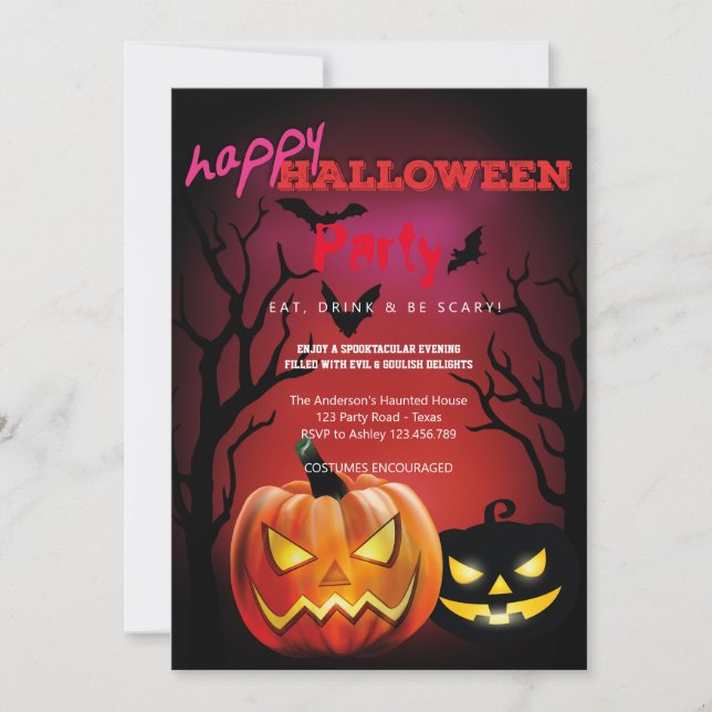 Halloween-Party Vintag Gothic Einladung (Vorderseite)