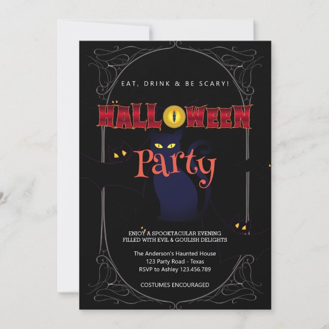 Halloween-Party Vintag Gothic Einladung (Vorderseite)