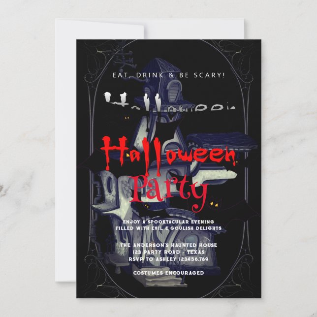 Halloween-Party Vintag Gothic Einladung (Vorderseite)