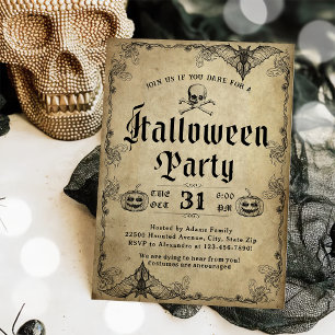 Halloween-Party Vintag Gothic Skull Adult Einladung