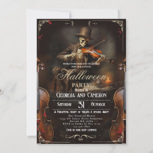 Halloween-Party Vintage-Gothik-Sensenmann-Violini Einladung