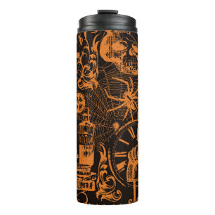 Halloween-Party: Vintages Urlaubsplaner. Thermosbecher