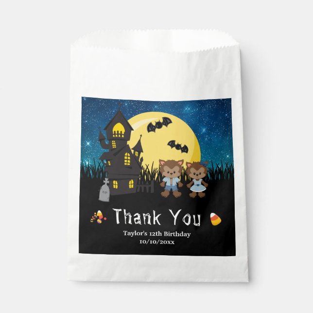 Halloween Party Werewolf Blue Geschenktütchen (Vorderseite)