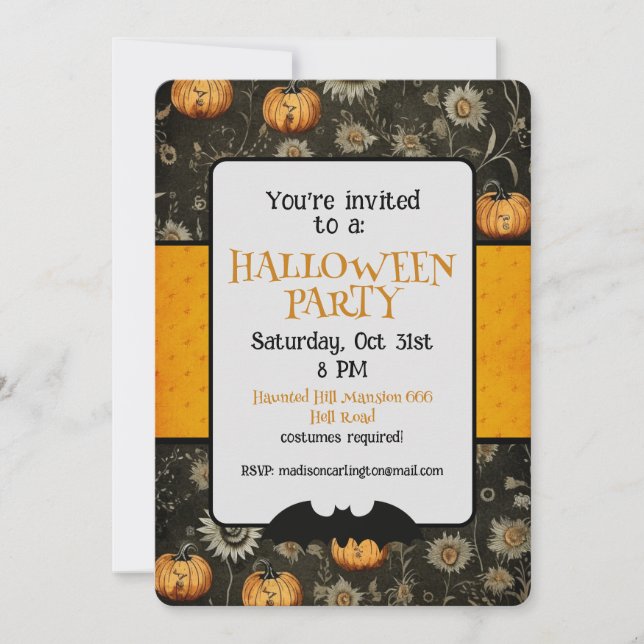 Halloween-Party Whimsisches Muster Einladung (Vorderseite)