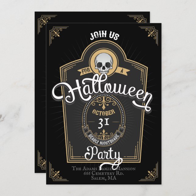 Halloween-Party Whiskey Einladung (Vorne/Hinten)