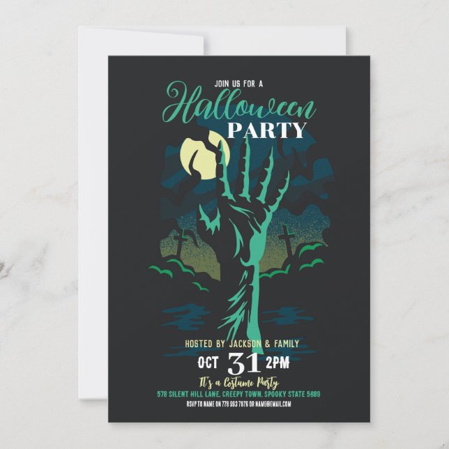 Halloween-Party Zombie Graveyard Party Einladung (Vorderseite)