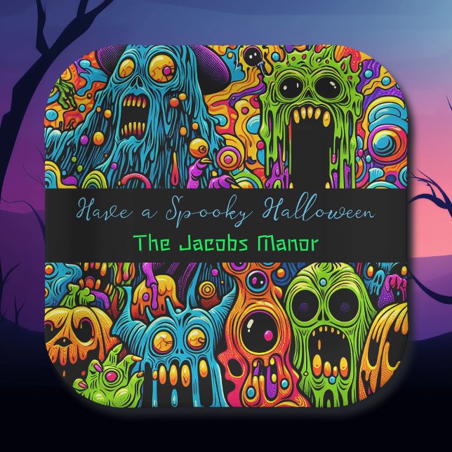 Halloween-Party | Zombie und Monster Personalisier Pappteller (Von Creator hochgeladen)