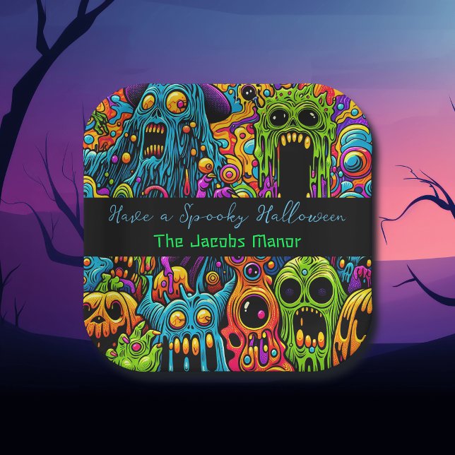 Halloween-Party | Zombie und Monster Personalisier Pappteller (Von Creator hochgeladen)