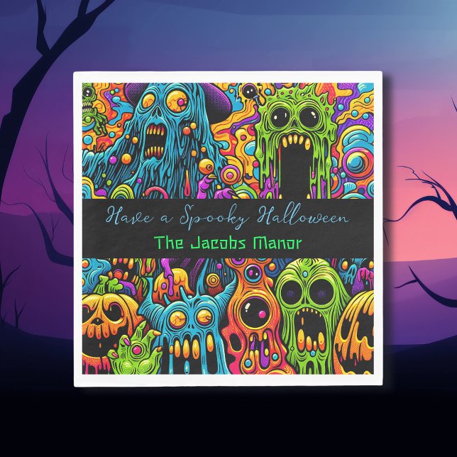 Halloween-Party | Zombie und Monster Personalisier Serviette (Von Creator hochgeladen)