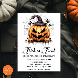 Halloween-Party zum Zeichentrick oder Treat Pumpki Einladung