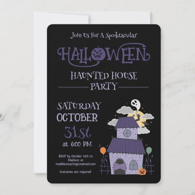 Halloween Pastel Goth Spuk House Party Einladung (Vorderseite)