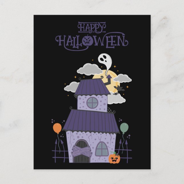 Halloween Pastel Goth Spuk House Postkarte (Vorderseite)