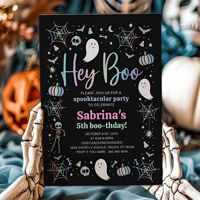 Halloween Pastel Niedlich Ghost Spooktacular Gebur Einladung (Halloween Pastel Cute Ghost Birthday Spooktacular Invitation)