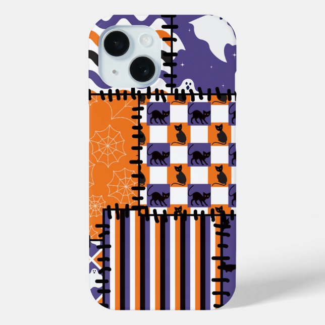 Halloween Patchwork Cats Ghosts Case-Mate iPhone Hülle (Rückseite)