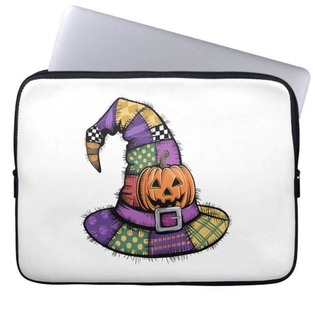 Halloween Patchwork Hexenhut Spooky Laptopschutzhülle (Vorderseite)