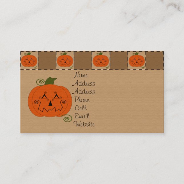 Halloween-Patchwork-Kürbis-Visitenkarte Visitenkarte (Vorderseite)