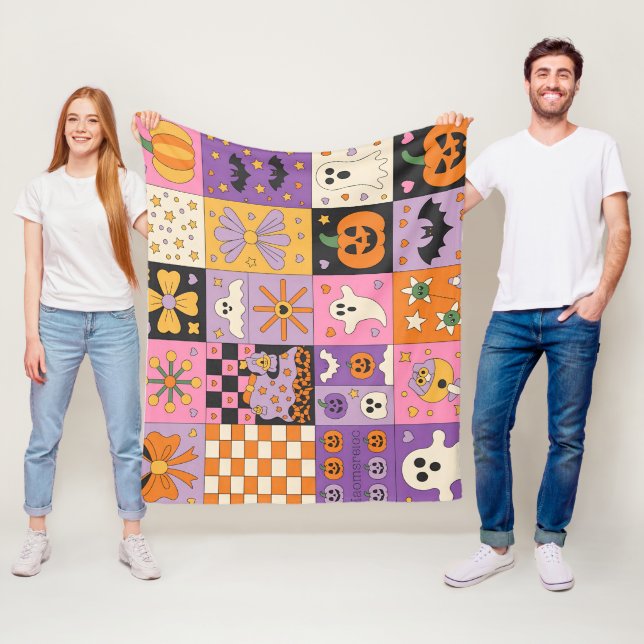 Halloween Patchwork Pattern - Feierliche Plätze Fleecedecke (Beispiel)