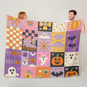 Halloween Patchwork Pattern - Feierliche Plätze Fleecedecke