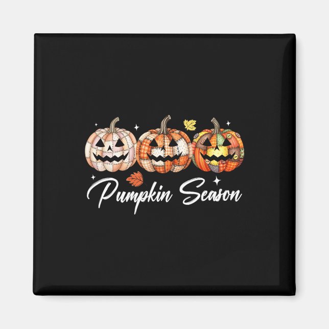 Halloween Patchwork Pumpkin Quilfall-Ästhetik Magnet (Vorne)