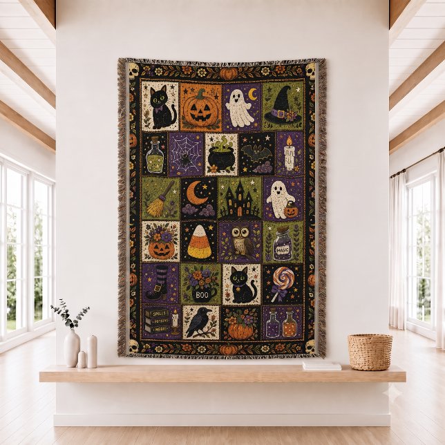 Halloween-Patchwork-Quilt-Set Gewebte Throw-Decke Decke (Von Creator hochgeladen)