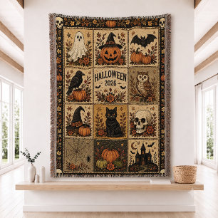 Halloween-Patchwork-Quilt-Set Gewebte Wurfdecke Decke