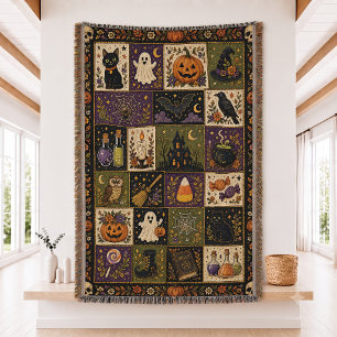 Halloween-Patchwork-Quilt-Set Gewebte Wurfdecke Decke